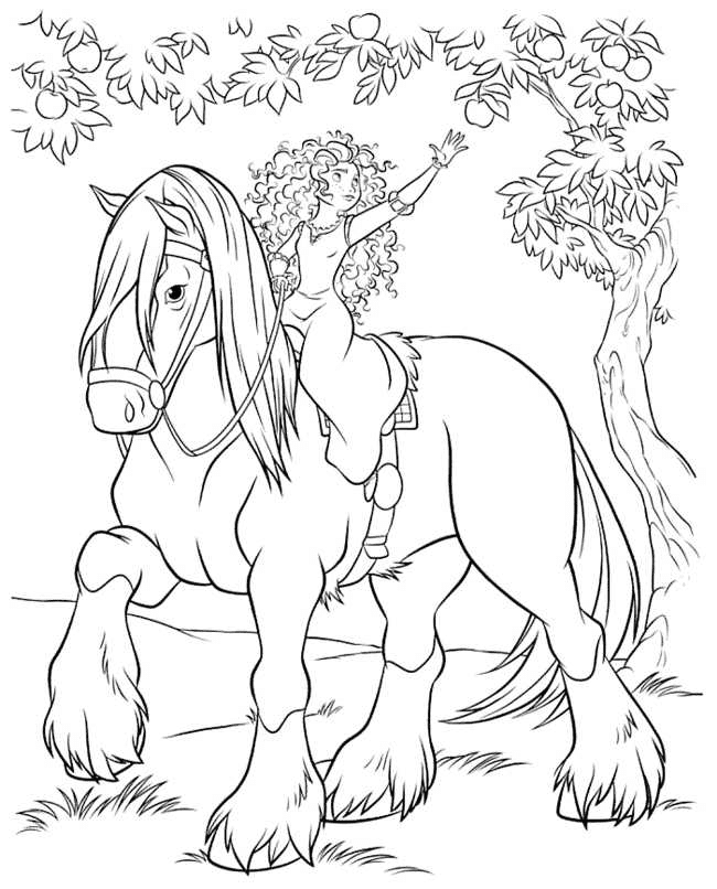 Merida is Riding Angus Coloring Page