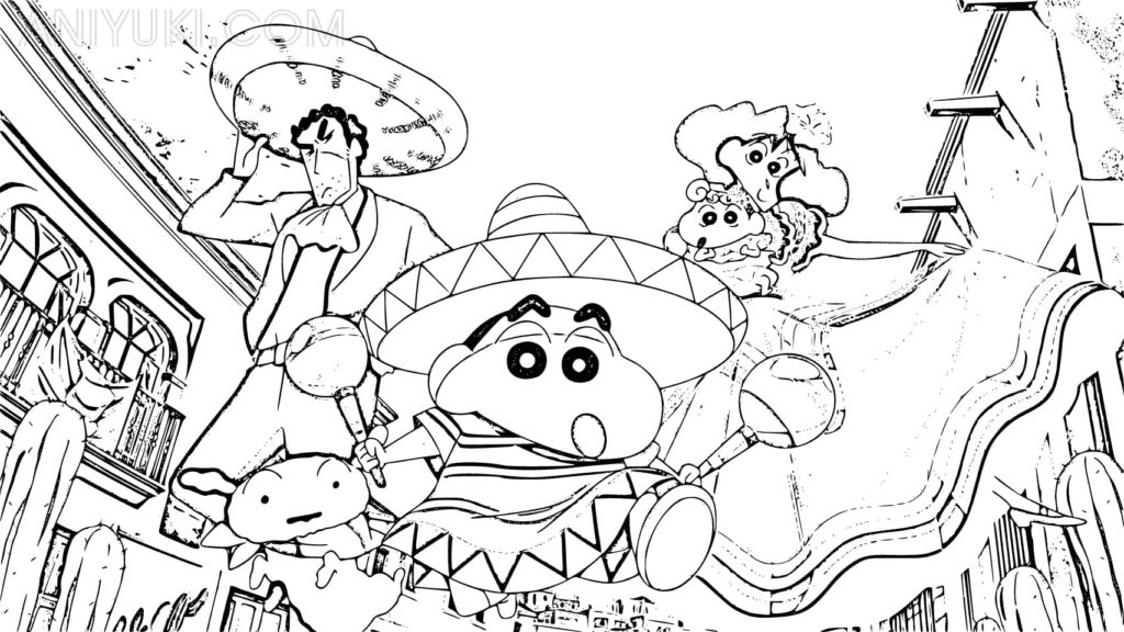 Mexico Shin Chan Coloring Page
