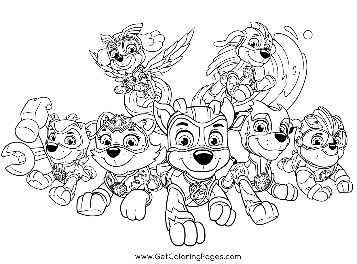 Mighty Pups Coloring Page