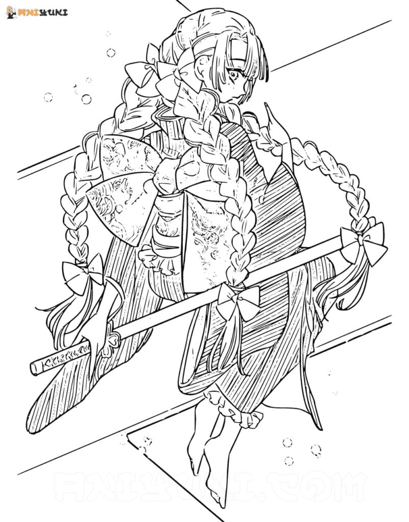 Desenhos da Mitsuri de Demon Slayer para colorir, baixar e imprimir -  Coloring Pages SK
