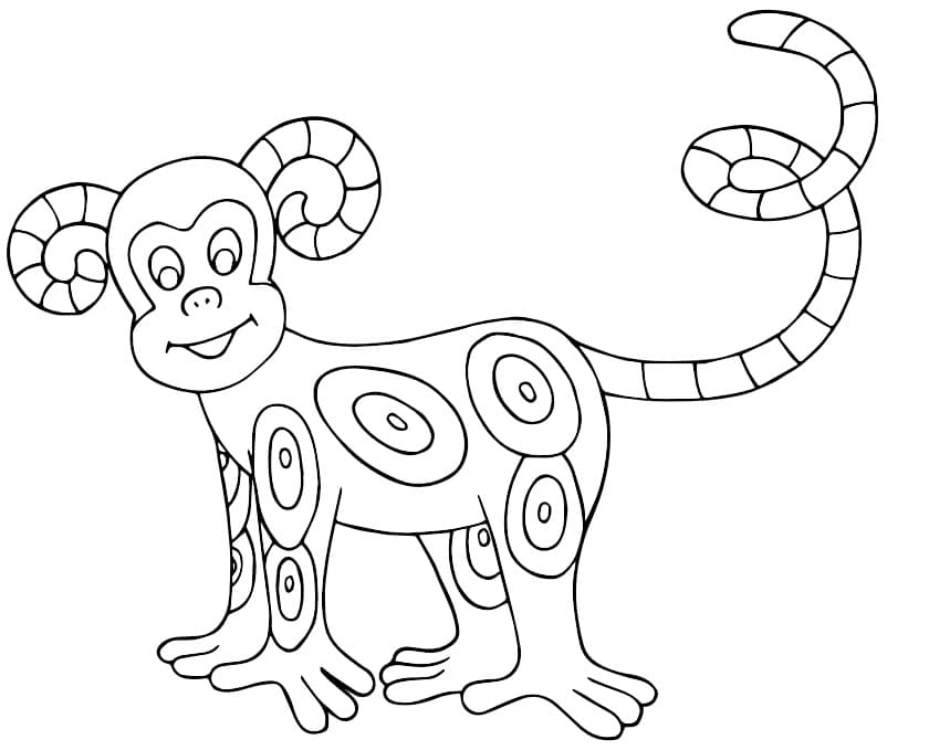 Desenho de Macaco Alebrijes para Colorir