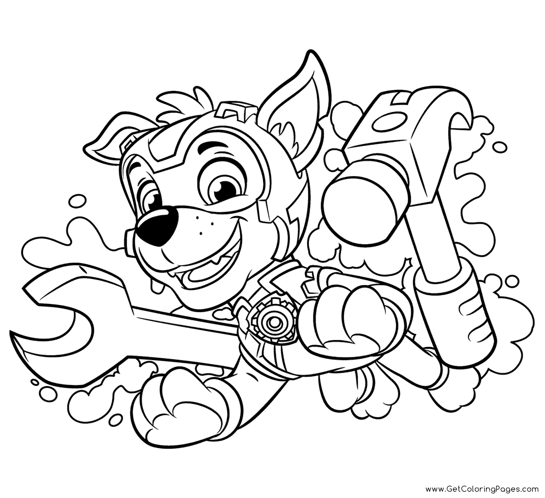 Paw Patrol Mighty Pups Rocky Coloring Page
