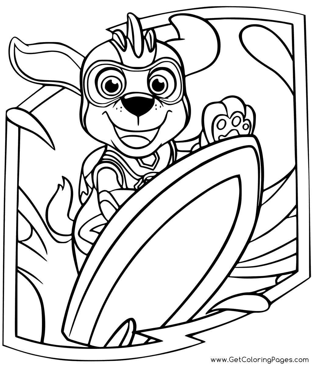 Paw Patrol Mighty Pups Zuma Coloring Page