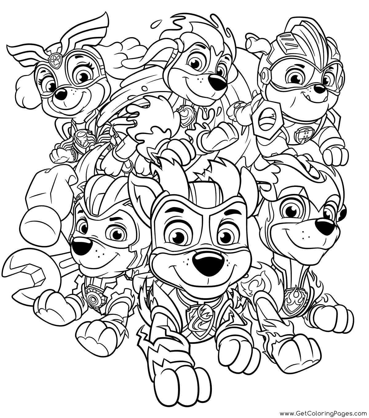 Paw Patrol Mighty Pups Coloring Page