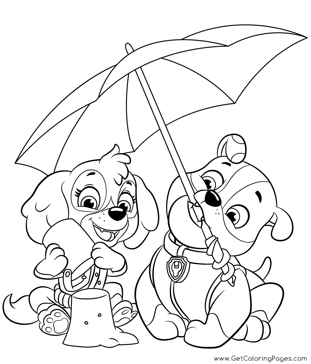 Paw Patrol Rubble and Skye Coloring Page