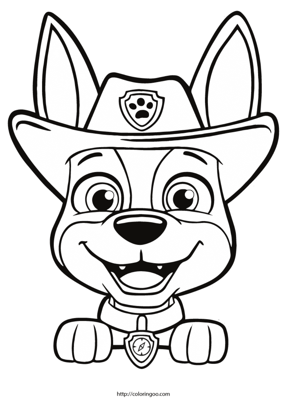 Paw Patrol Tracker Head Coloring Pages