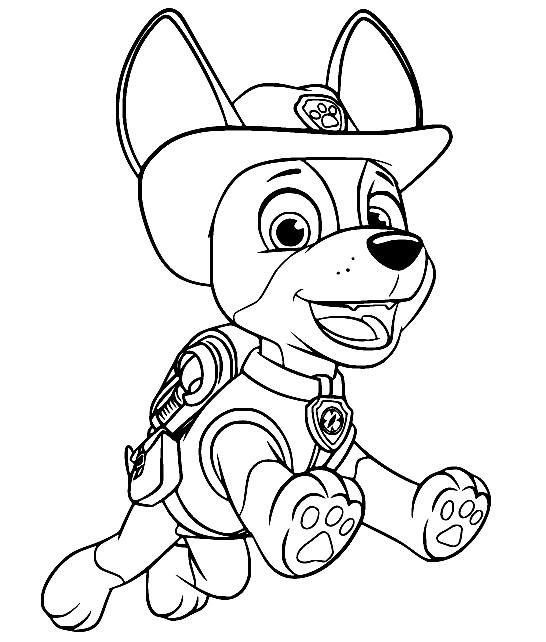 Paw Patrol Tracker Jumping Coloring Page