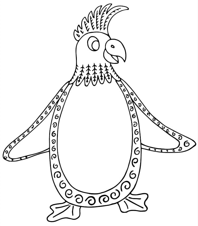 Penguin Alebrijes Coloring Page
