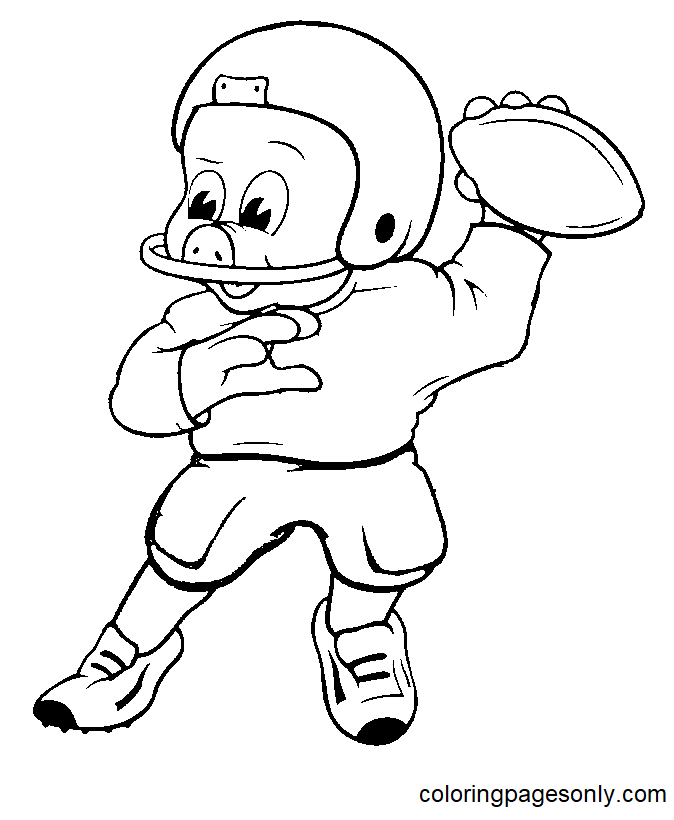 Piggly Wiggly playing American Football Coloring Pages