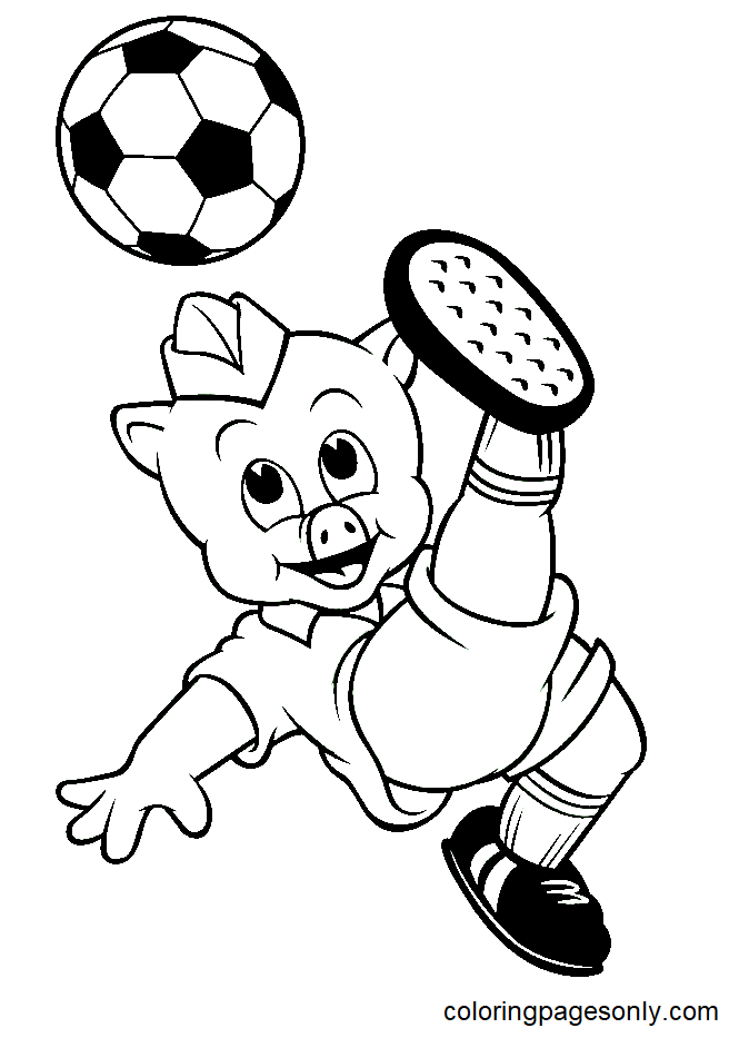 Раскраска Пиггли Виггли играет в футбол