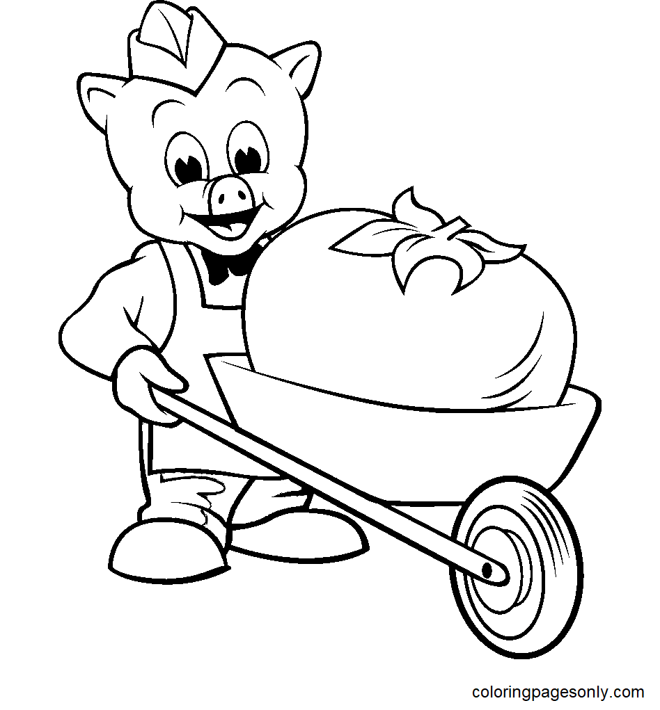Piggly Wiggly with a Giant Tomato Coloring Page