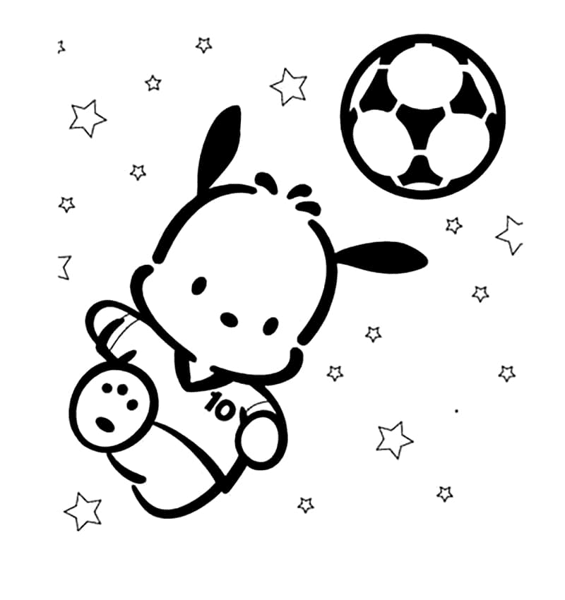 Pochacco Playing Soccer Coloring Pages
