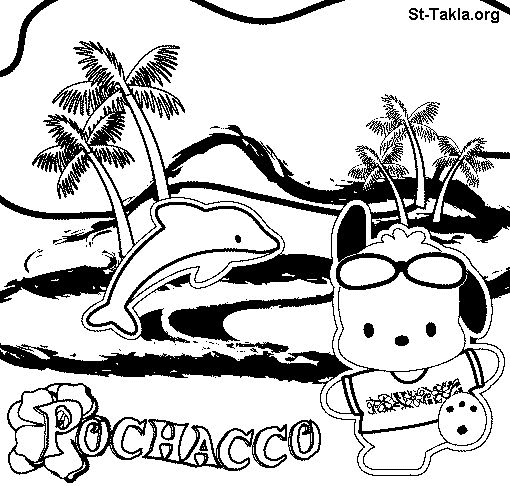 Pochacco en la playa de Pochacco