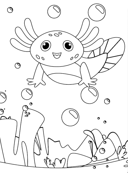 Pretty Axolotl Coloring Pages