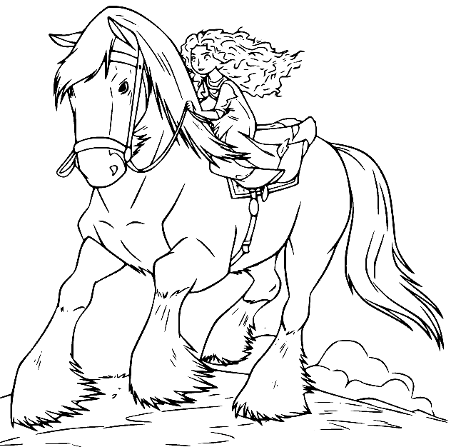 Принцесса Мерида верхом на лошади из Мериды
