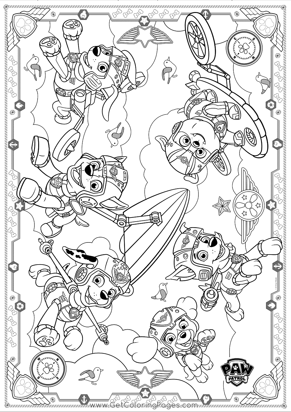 Printable Paw Patrol Mighty Pups Coloring Pages