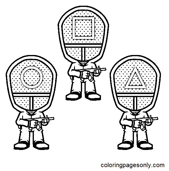 Printable Soilders Squid Game Coloring Page