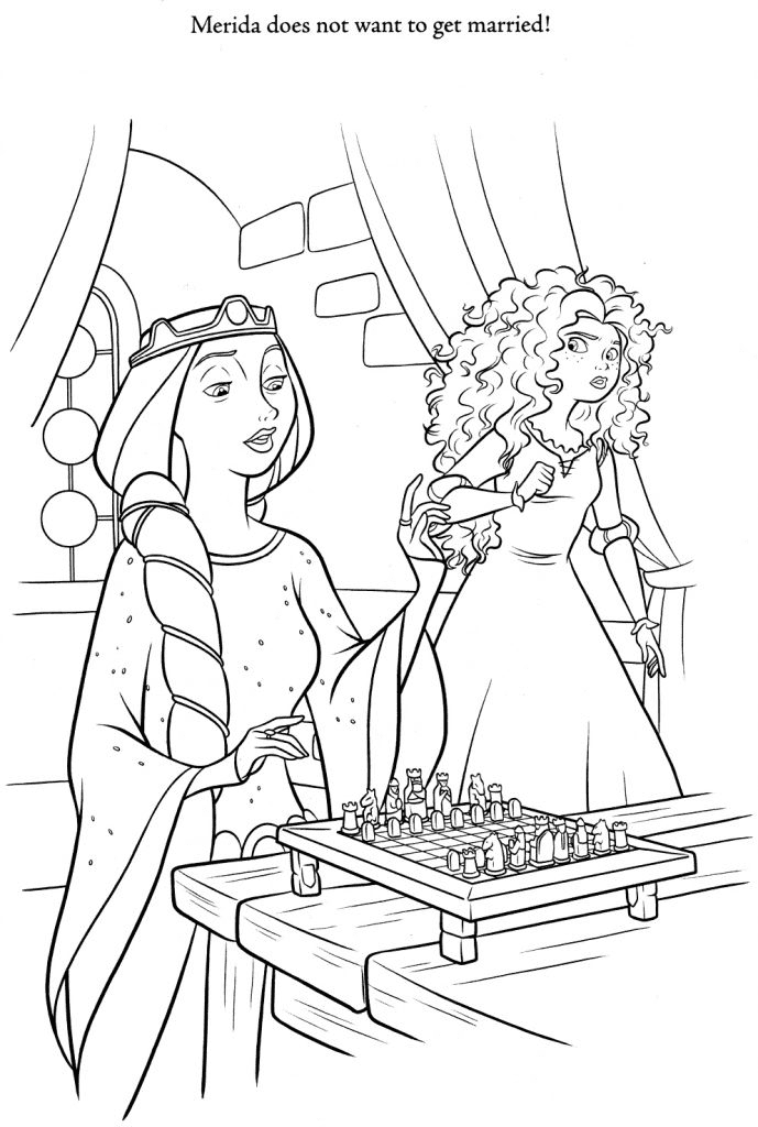 Queen Elinor and Merida Coloring Pages