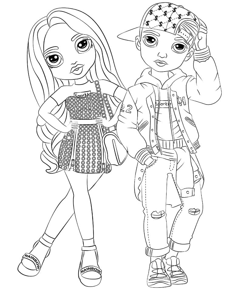 Rainbow High Dolls Coloring Page