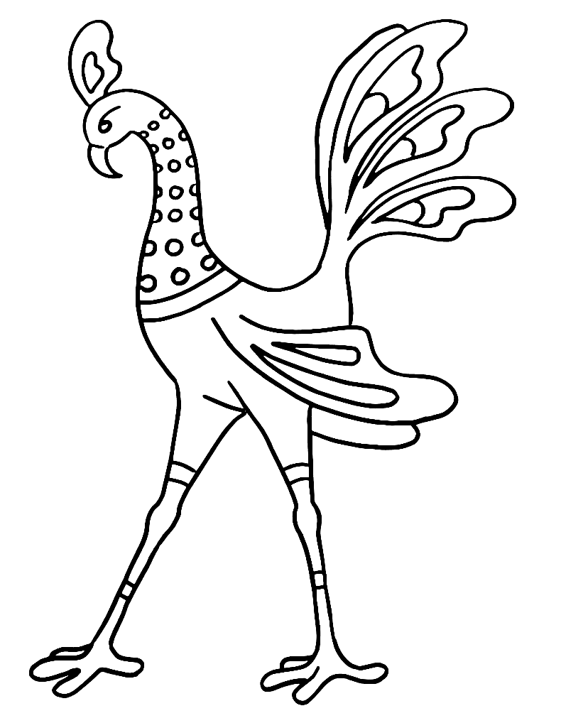 Rooster Alebrije Coloring Page