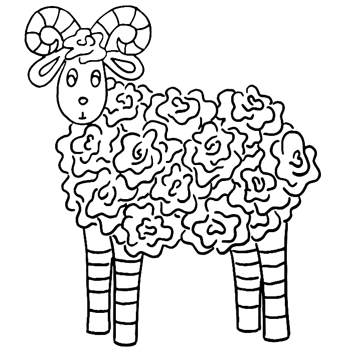 Roses Sheep Alebrijes Coloring Page