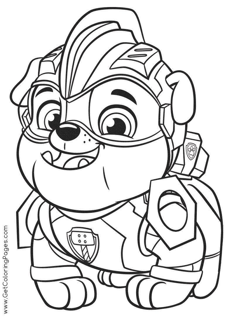 Rubble Paw Patrol Mighty Pups Coloring Page
