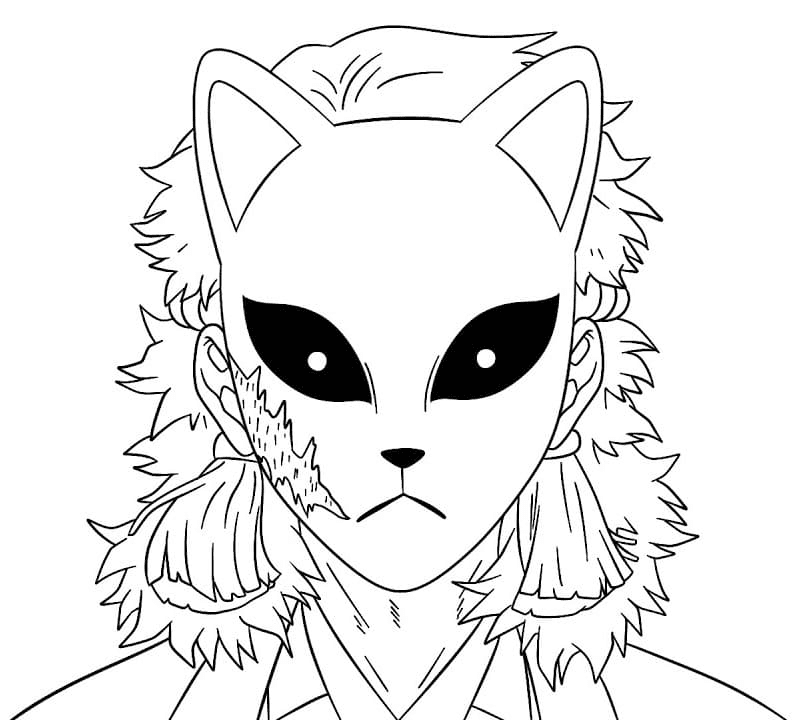 Sabito With Mask Coloring Page