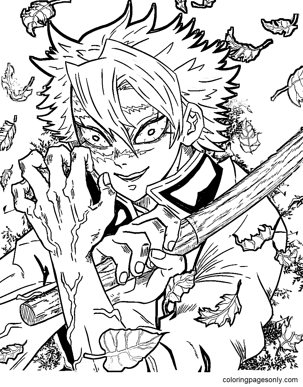Sanemi in Demon Slayer Coloring Page