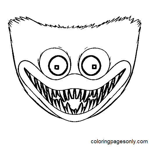 Scary Huggy Wuggy Face Coloring Page