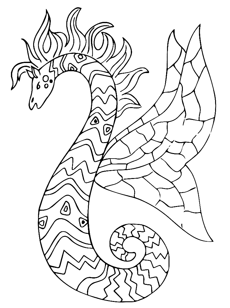 Desenho de cavalo marinho Alebrijes para colorir