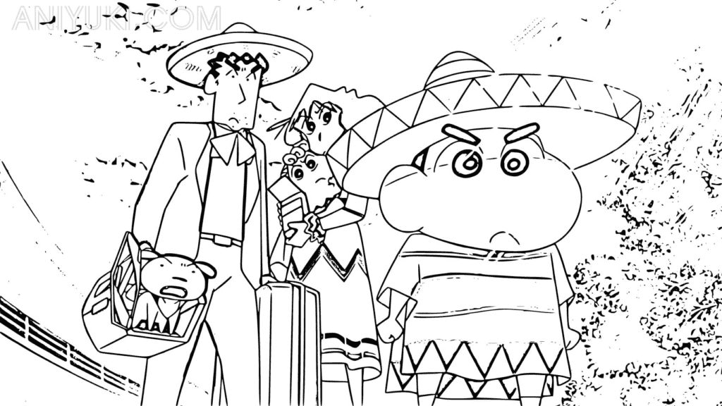 Shin Chan Sombrero Coloring Pages