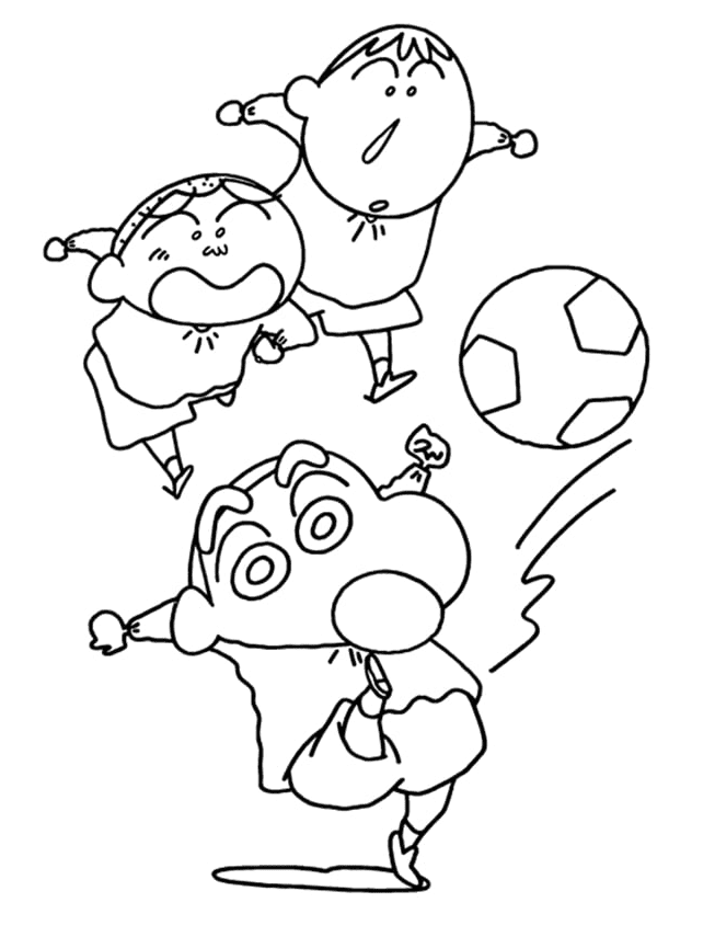 Shin-chan juega al fútbol desde el fútbol
