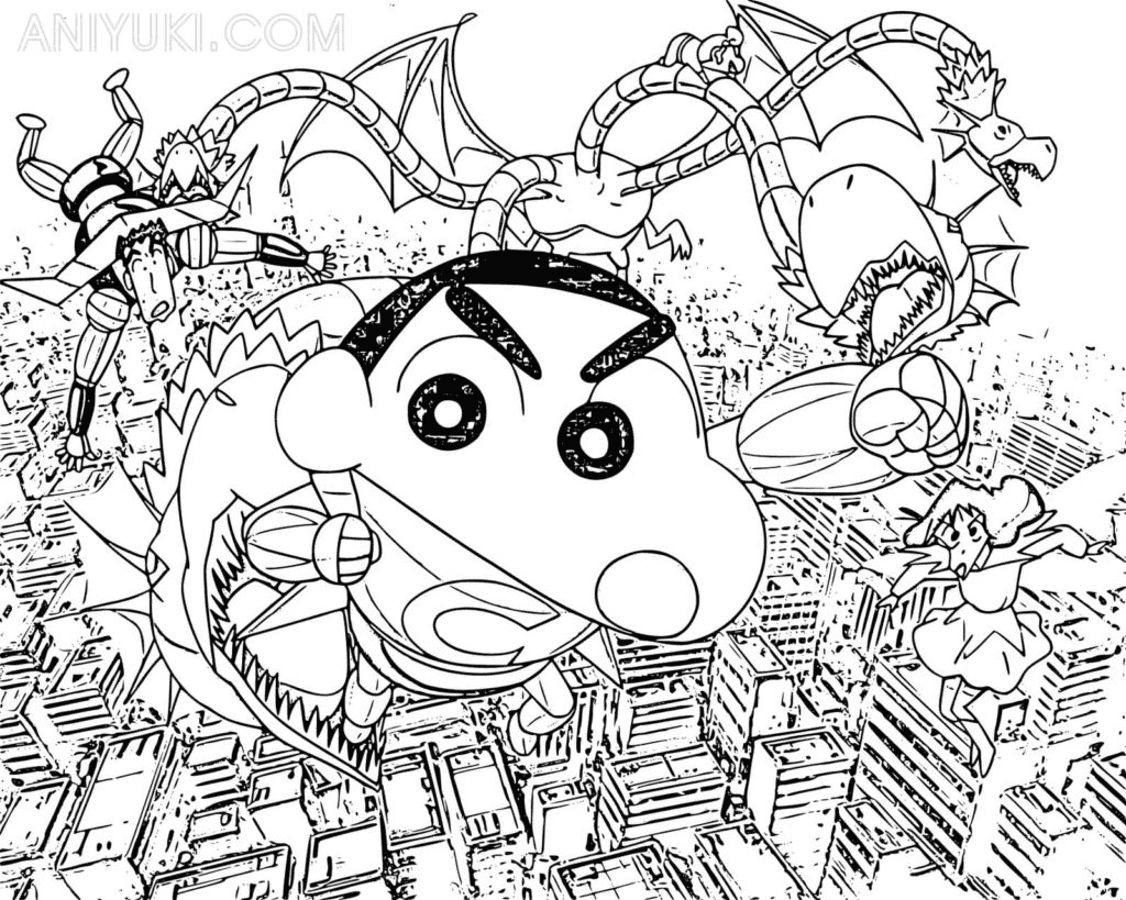 Shin chan superheroes Coloring Pages