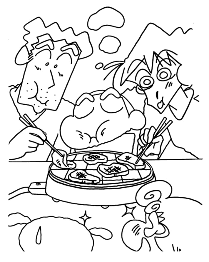 Shin-chan’s Family Coloring Pages