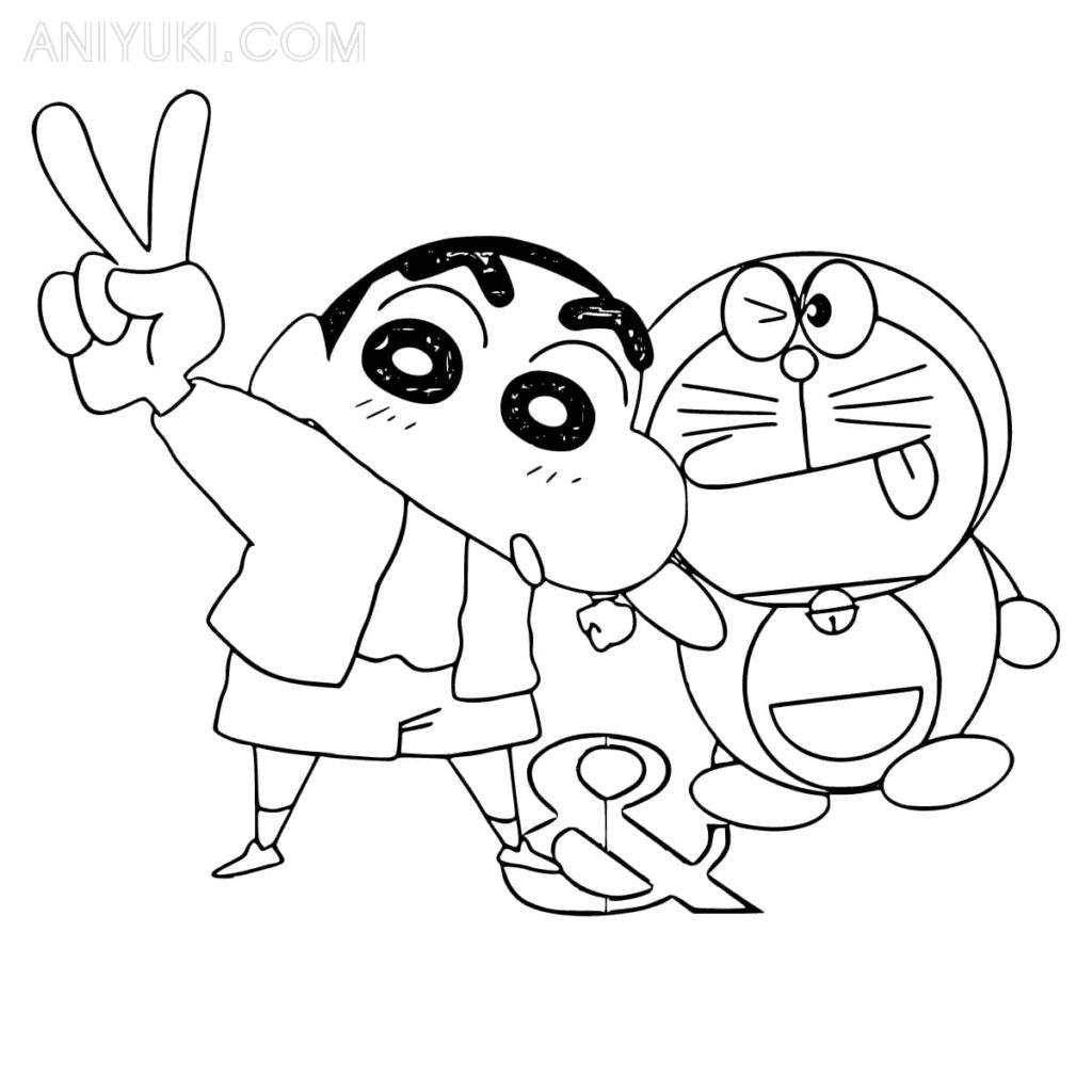 Shinnosuke Nohara And Doraemon Coloring Pages