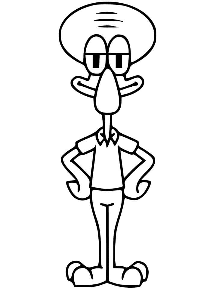 Smiling Squidward Tentacles Coloring Page