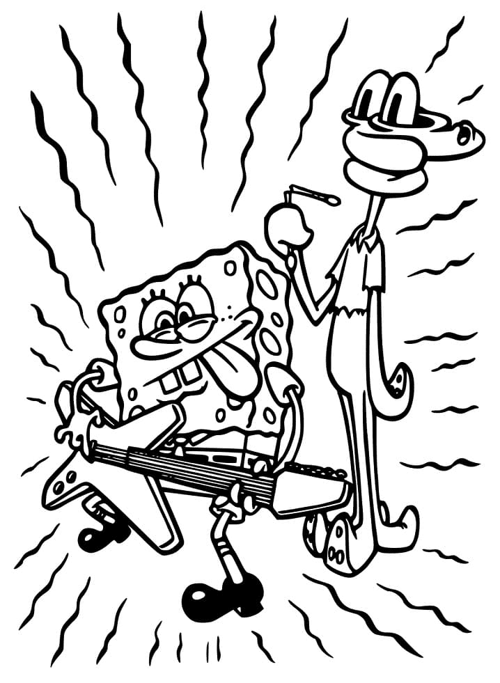 Spongebob and Squidward Coloring Page