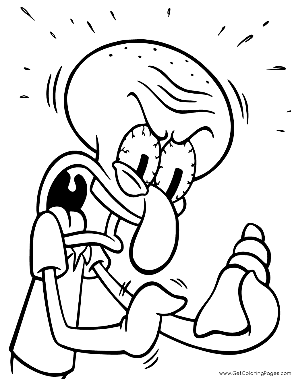 Squidward Mad to Shell Coloring Pages