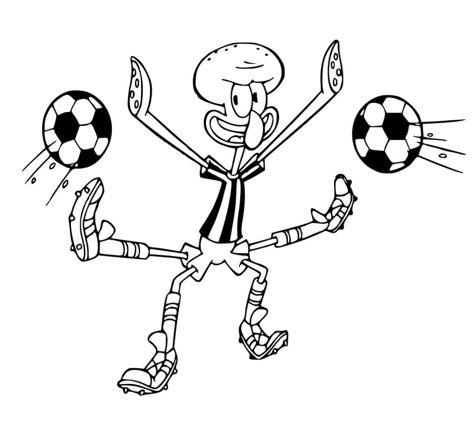 Squidward joue au football avec les tentacules de Squidward