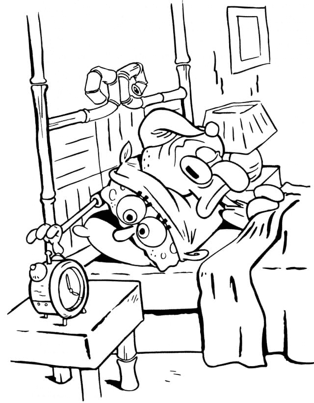 Squidward Wakes Up Coloring Page