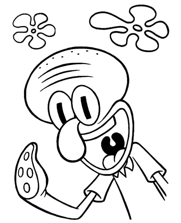 Squidward Waving Hand Coloring Page
