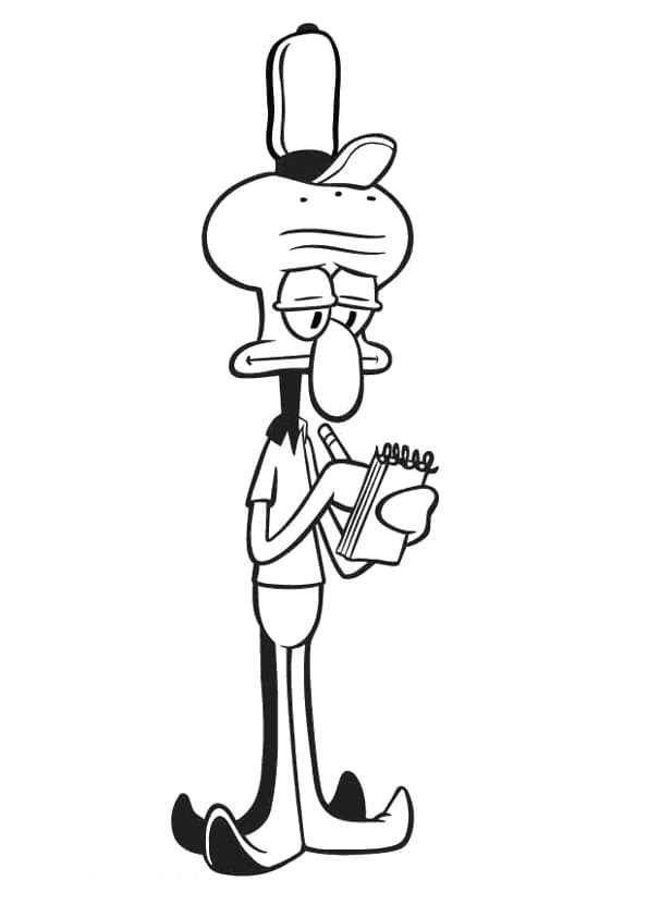 Squidward Working Coloring Pages