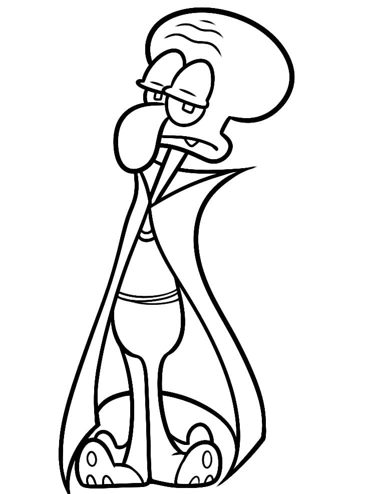 Squidward on Halloween Coloring Page
