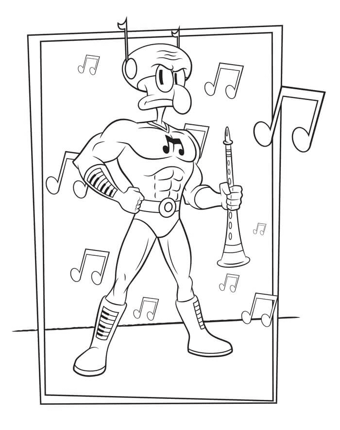 Strong Squidward Tentacles Coloring Page