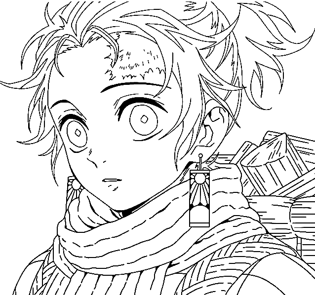 Desenho de Tanjiro Kamado de Demon Slayer para colorir