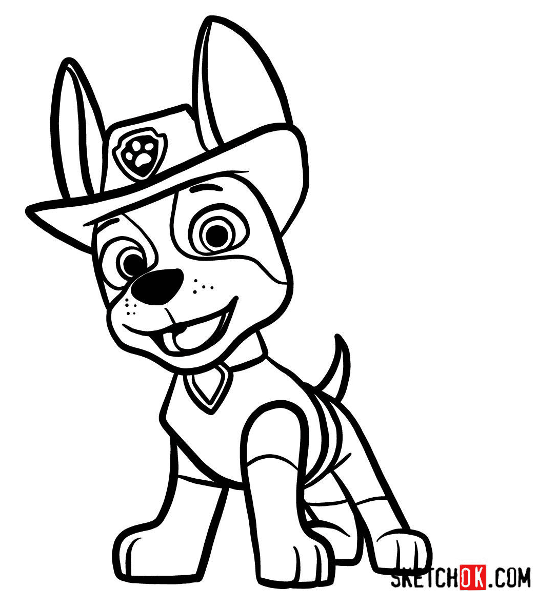 Desenhos para colorir do Cute Paw Patrol Tracker - Desenhos para colorir  gratuitos para impressão