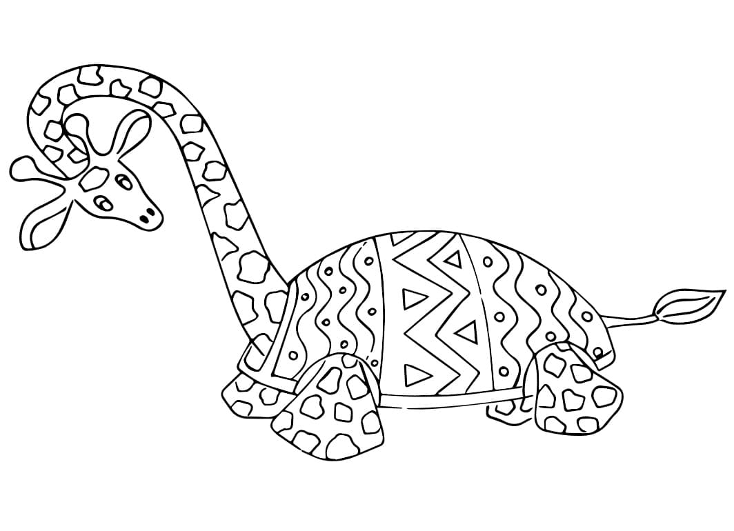 Turtle Giraffe Alebrijes Coloring Page