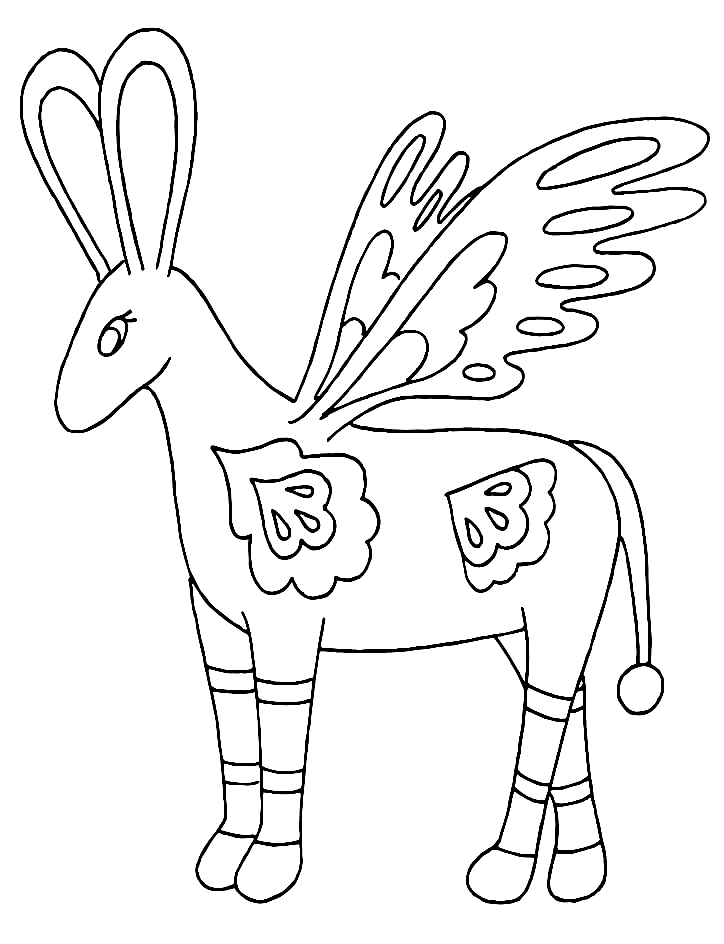 Winged Donkey Alebrijes Coloring Page