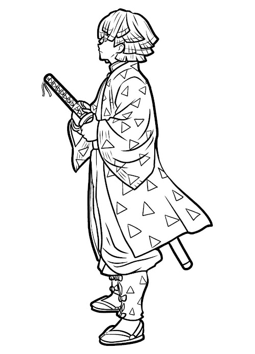 Zenitsu Agatsuma from Demon Slayer Coloring Pages