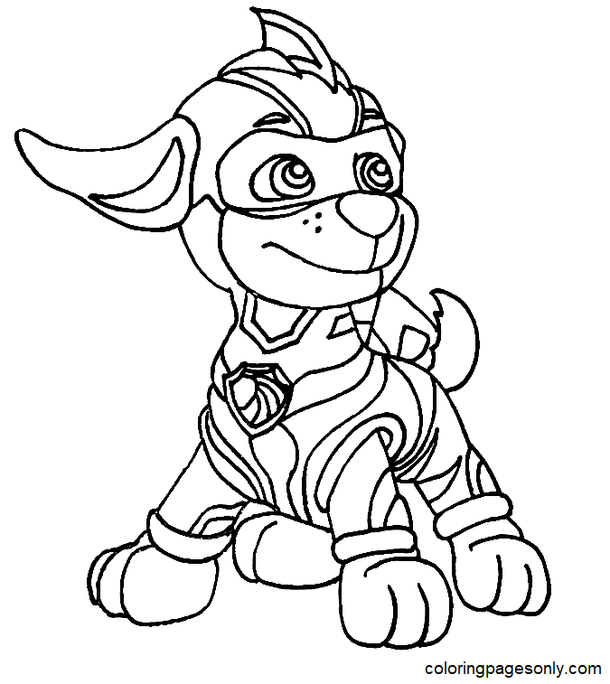 Zuma from Paw Patrol Mighty Pups Coloring Page